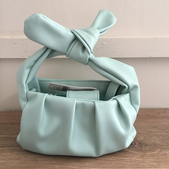 NWT Anthropologie Mini Knot Satchel Crossbody Pastel Blue/Green Purse - Picture 2 of 10